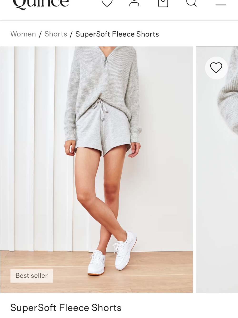 Quince SuperSoft Fleece Shorts — Heather Gray XS